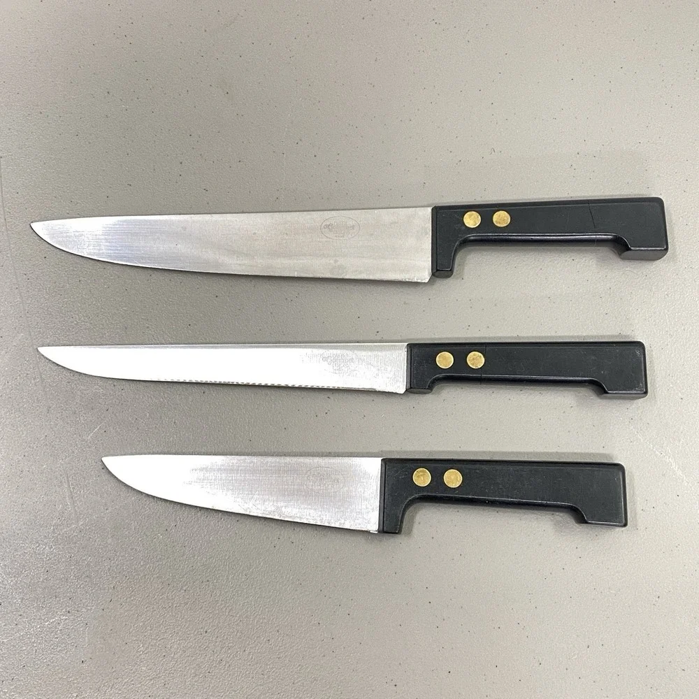 As Is Vintage Lot of 3 Dansk Gourmet Designs France Kitchen Chef Knives Damaged